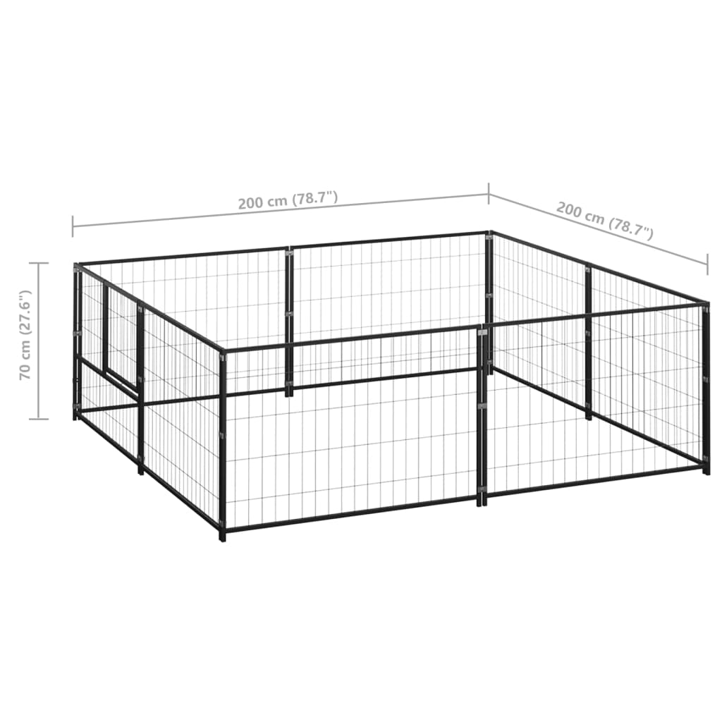 Hondenkennel 4 m² staal zwart is nu te koop bij PeponiXL, paradijselijk wonen!