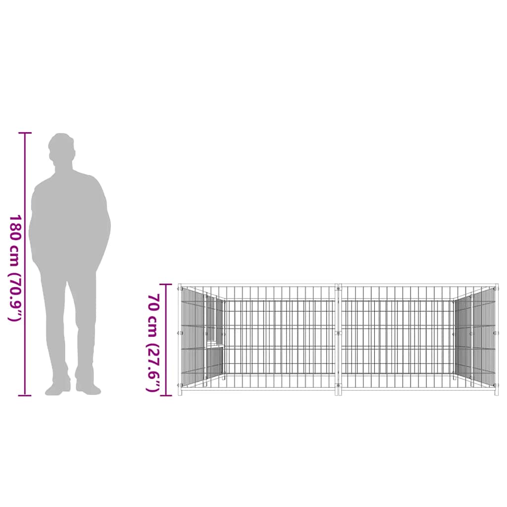 Hondenkennel 4 m² staal zwart is nu te koop bij PeponiXL, paradijselijk wonen!