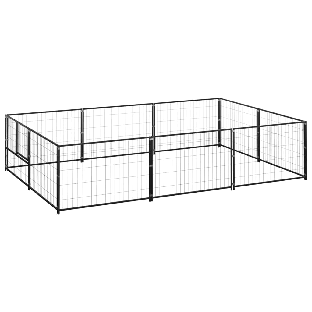 Hondenkennel 6 m² staal zwart is nu te koop bij PeponiXL, paradijselijk wonen!