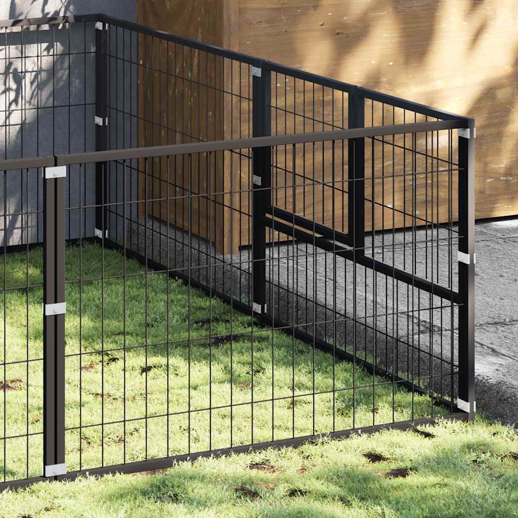 Hondenkennel 6 m² staal zwart is nu te koop bij PeponiXL, paradijselijk wonen!