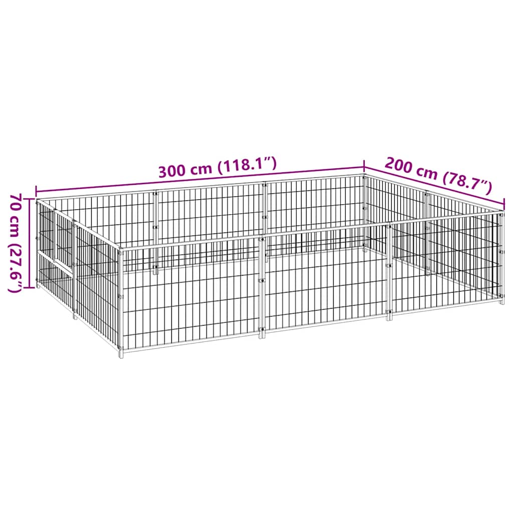 Hondenkennel 6 m² staal zwart is nu te koop bij PeponiXL, paradijselijk wonen!