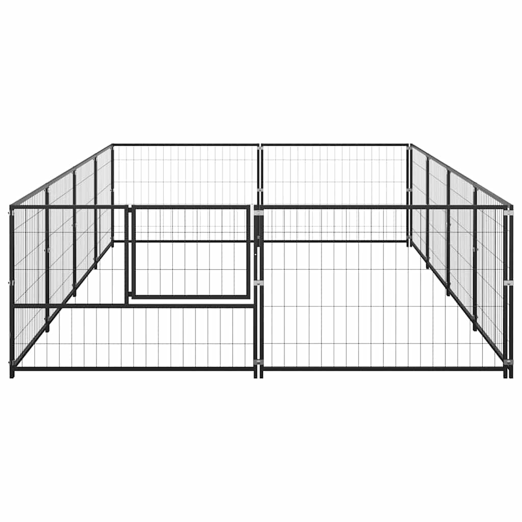 Hondenkennel 8 m² staal zwart is nu te koop bij PeponiXL, paradijselijk wonen!