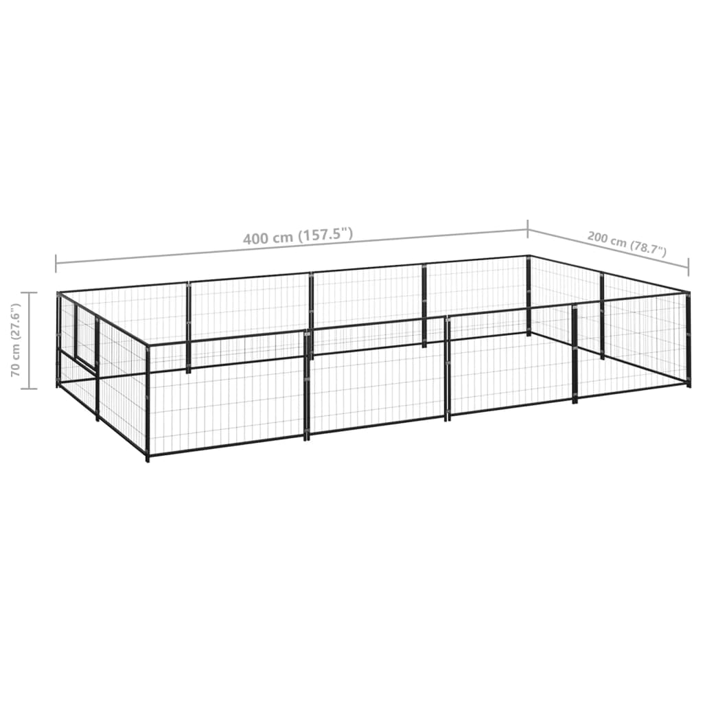 Hondenkennel 8 m² staal zwart is nu te koop bij PeponiXL, paradijselijk wonen!