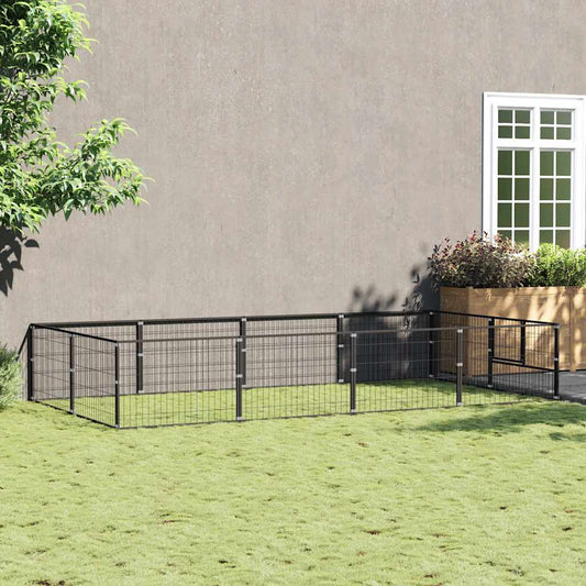 Hondenkennel 8 m² staal zwart is nu te koop bij PeponiXL, paradijselijk wonen!