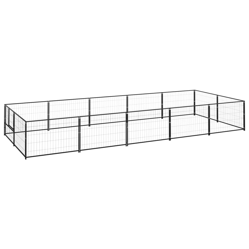 Hondenkennel 10 m² staal zwart is nu te koop bij PeponiXL, paradijselijk wonen!