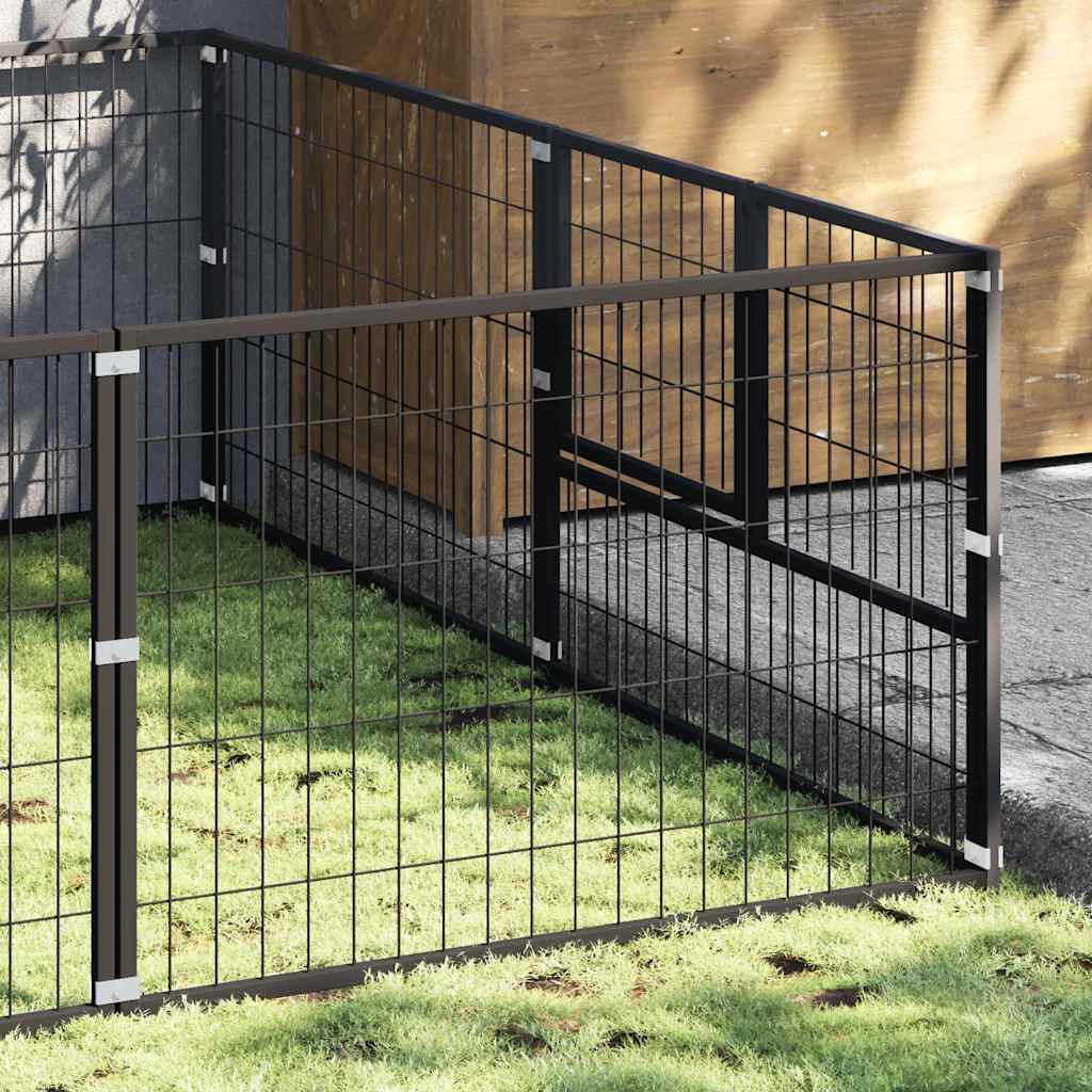 Hondenkennel 10 m² staal zwart is nu te koop bij PeponiXL, paradijselijk wonen!