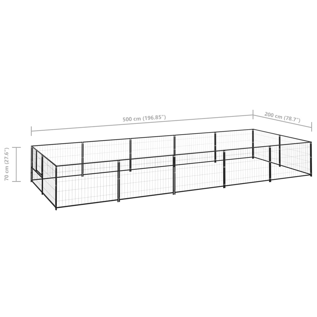 Hondenkennel 10 m² staal zwart is nu te koop bij PeponiXL, paradijselijk wonen!