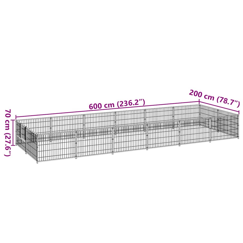 Hondenkennel 12 m² staal zwart is nu te koop bij PeponiXL, paradijselijk wonen!