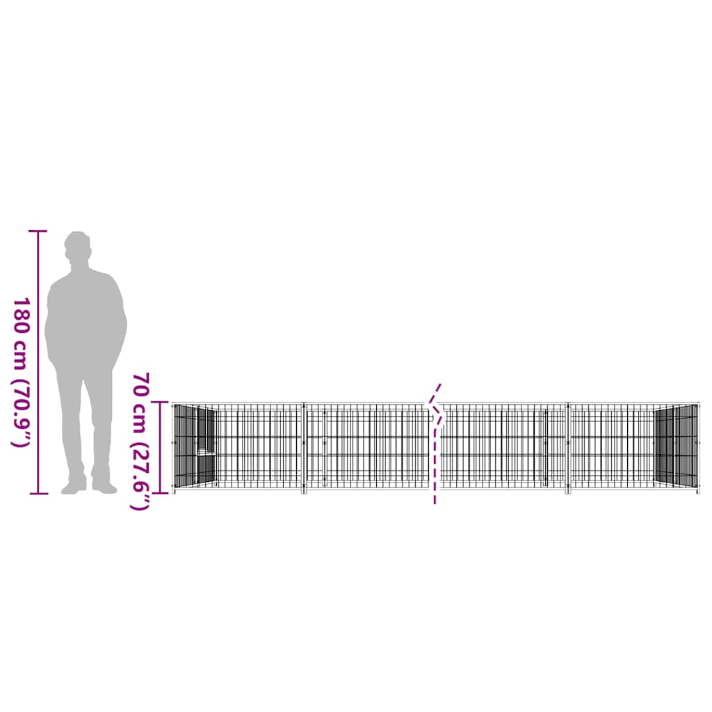 Hondenkennel 12 m² staal zwart is nu te koop bij PeponiXL, paradijselijk wonen!