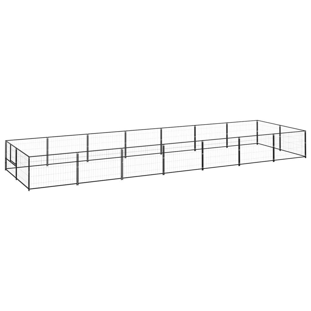 Hondenkennel 14 m² staal zwart is nu te koop bij PeponiXL, paradijselijk wonen!