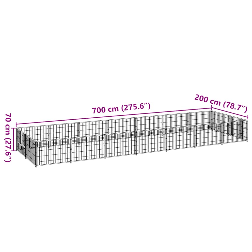 Hondenkennel 14 m² staal zwart is nu te koop bij PeponiXL, paradijselijk wonen!