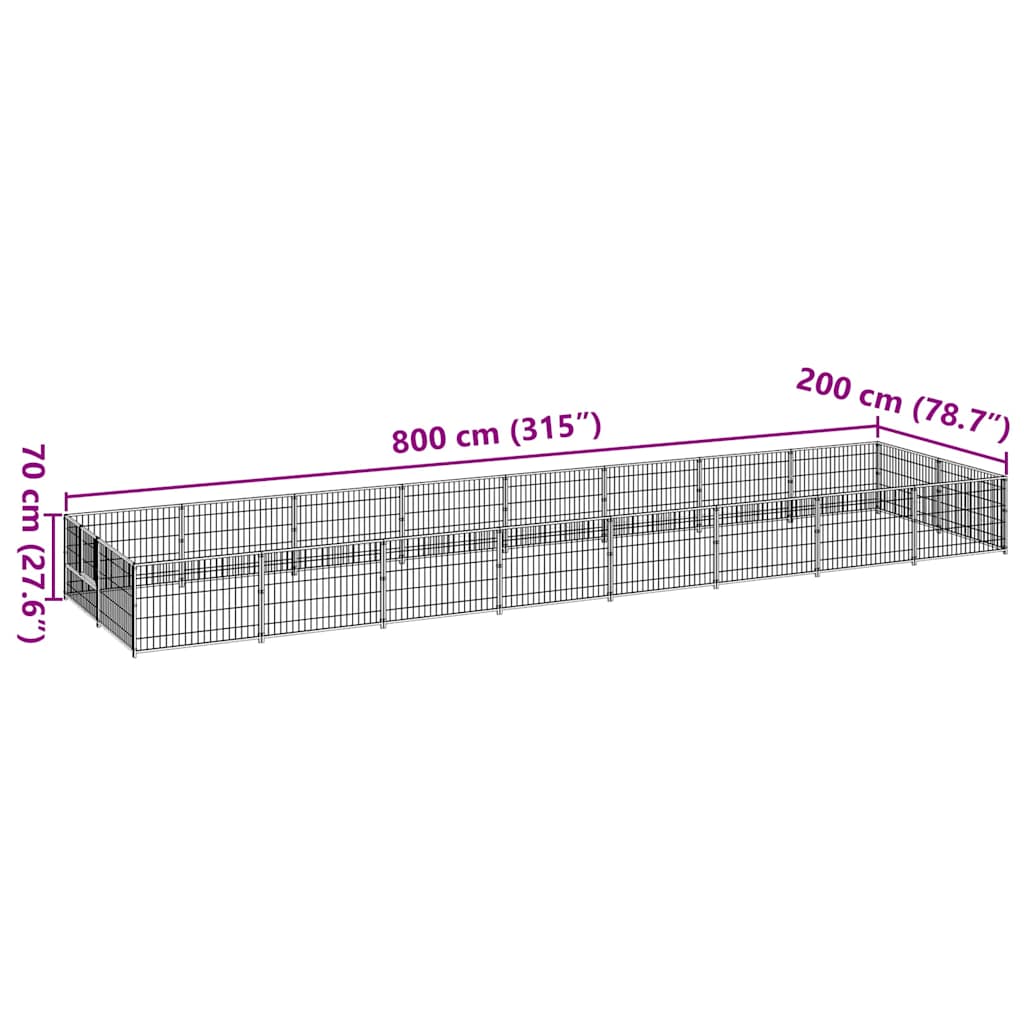 Hondenkennel 16 m² staal zwart is nu te koop bij PeponiXL, paradijselijk wonen!