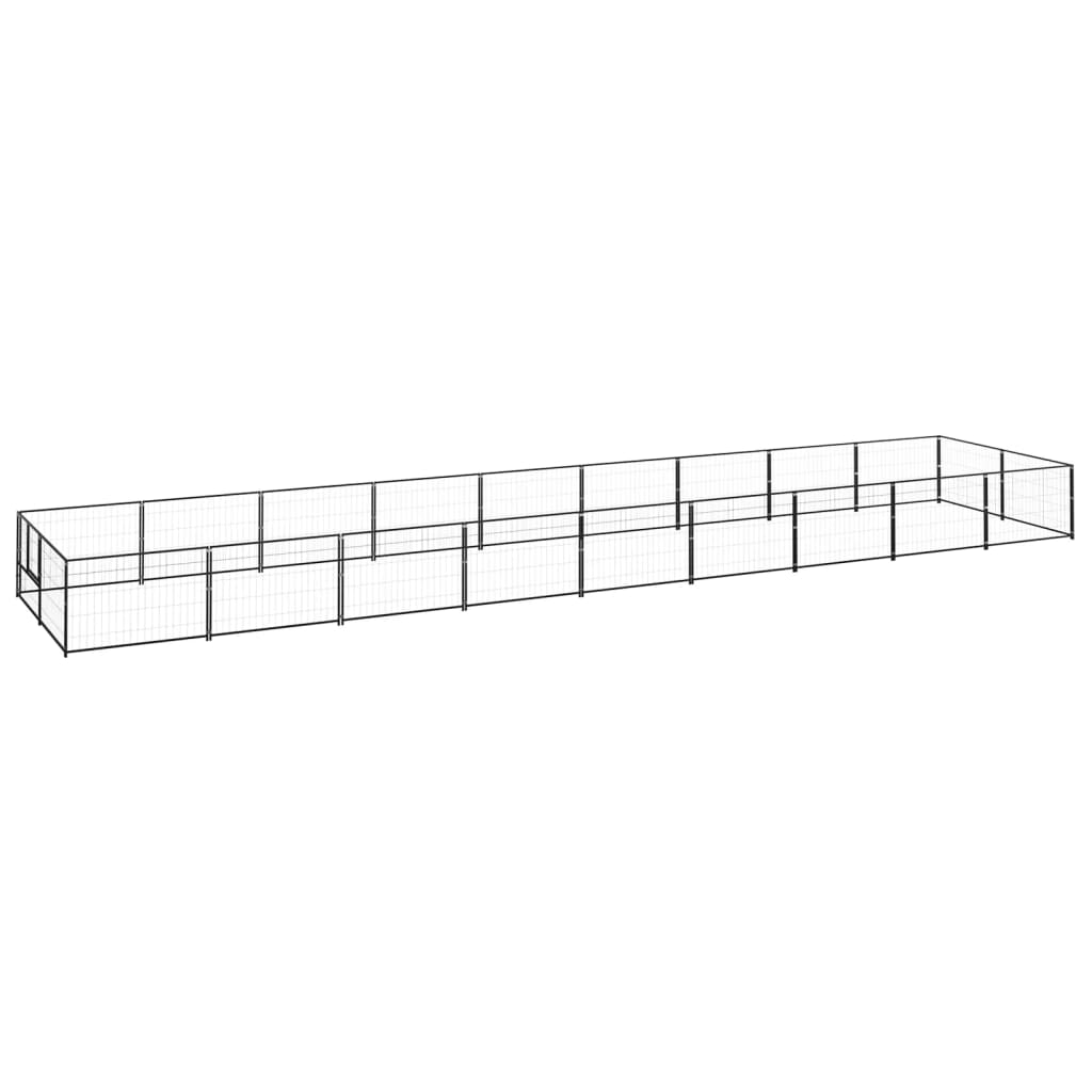 Hondenkennel 18 m² staal zwart is nu te koop bij PeponiXL, paradijselijk wonen!