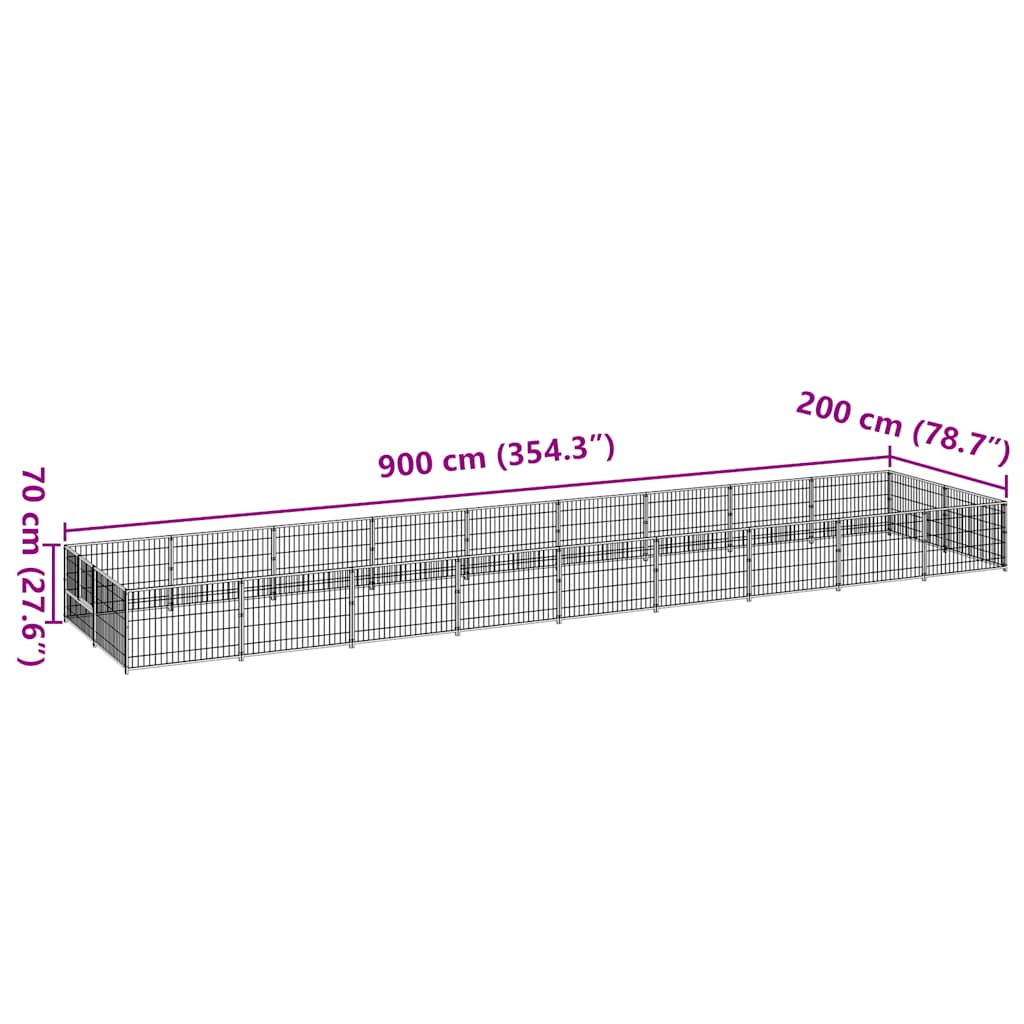 Hondenkennel 18 m² staal zwart is nu te koop bij PeponiXL, paradijselijk wonen!