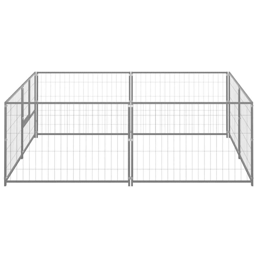 Hondenkennel 4 m² staal zilverkleurig is nu te koop bij PeponiXL, paradijselijk wonen!