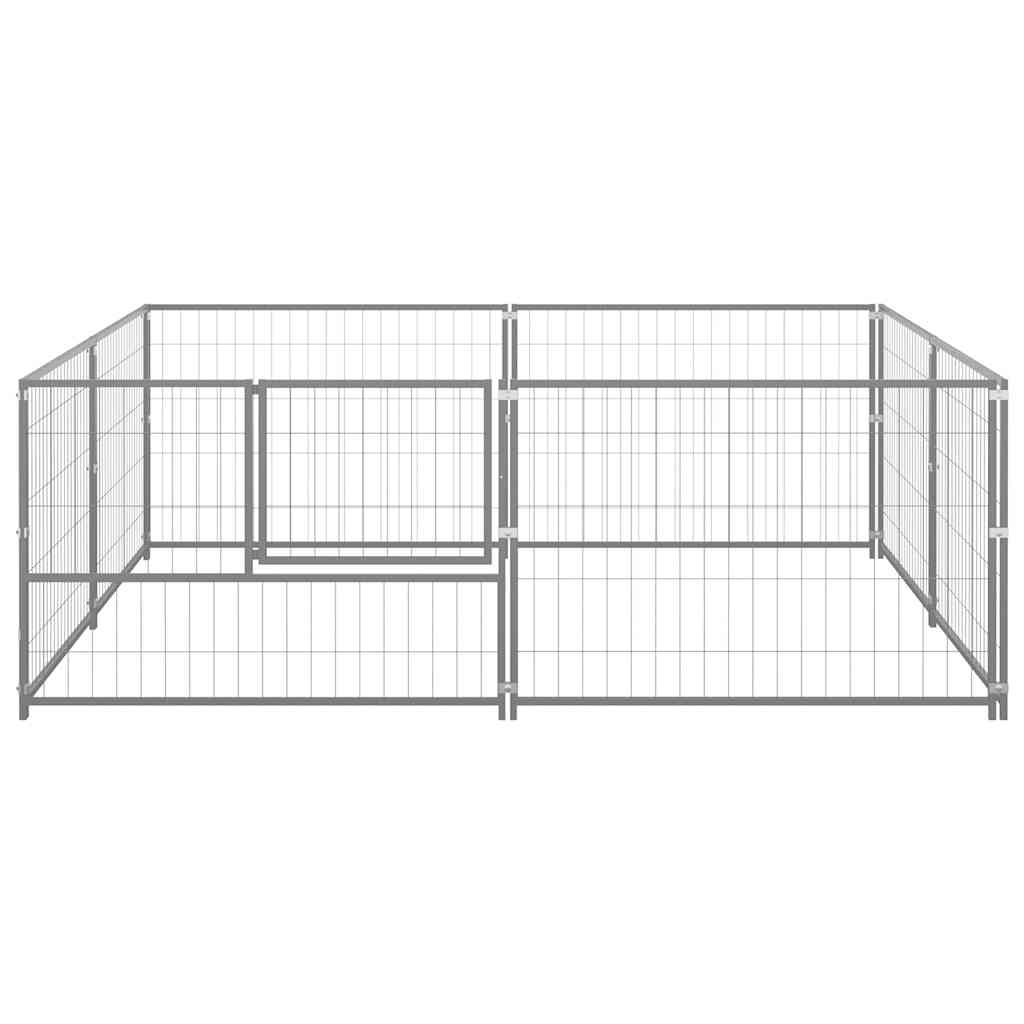 Hondenkennel 4 m² staal zilverkleurig is nu te koop bij PeponiXL, paradijselijk wonen!