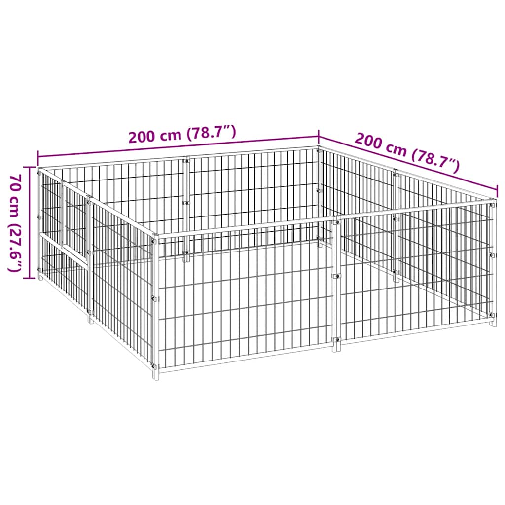 Hondenkennel 4 m² staal zilverkleurig is nu te koop bij PeponiXL, paradijselijk wonen!