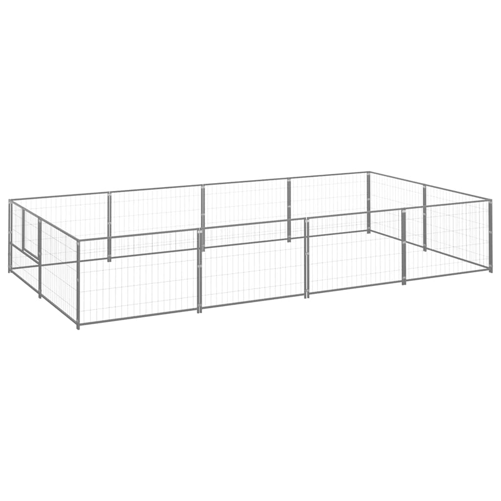 Hondenkennel 8 m² staal zilverkleurig is nu te koop bij PeponiXL, paradijselijk wonen!