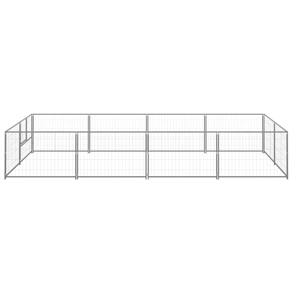 Hondenkennel 8 m² staal zilverkleurig is nu te koop bij PeponiXL, paradijselijk wonen!