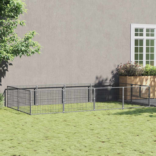 Hondenkennel 8 m² staal zilverkleurig is nu te koop bij PeponiXL, paradijselijk wonen!