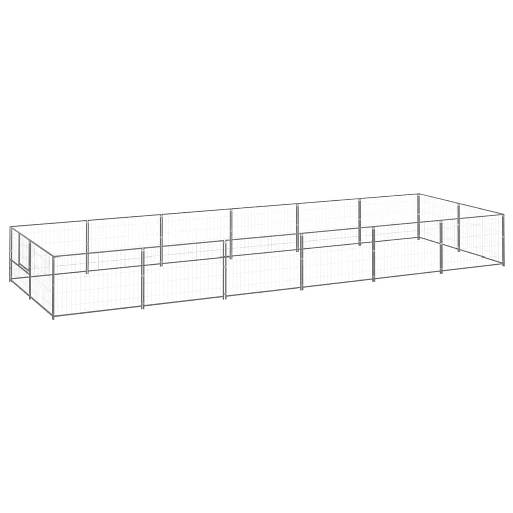 Hondenkennel 12 m² staal zilverkleurig is nu te koop bij PeponiXL, paradijselijk wonen!
