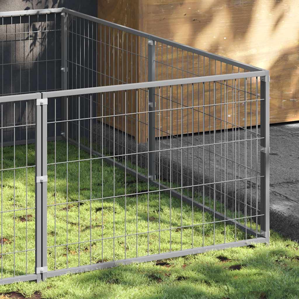 Hondenkennel 12 m² staal zilverkleurig is nu te koop bij PeponiXL, paradijselijk wonen!