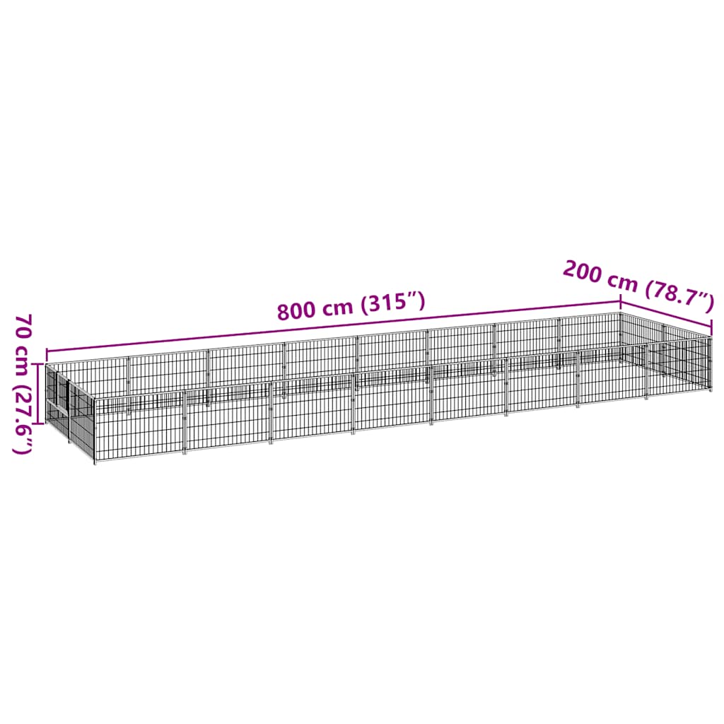 Hondenkennel 16 m² staal zilverkleurig is nu te koop bij PeponiXL, paradijselijk wonen!