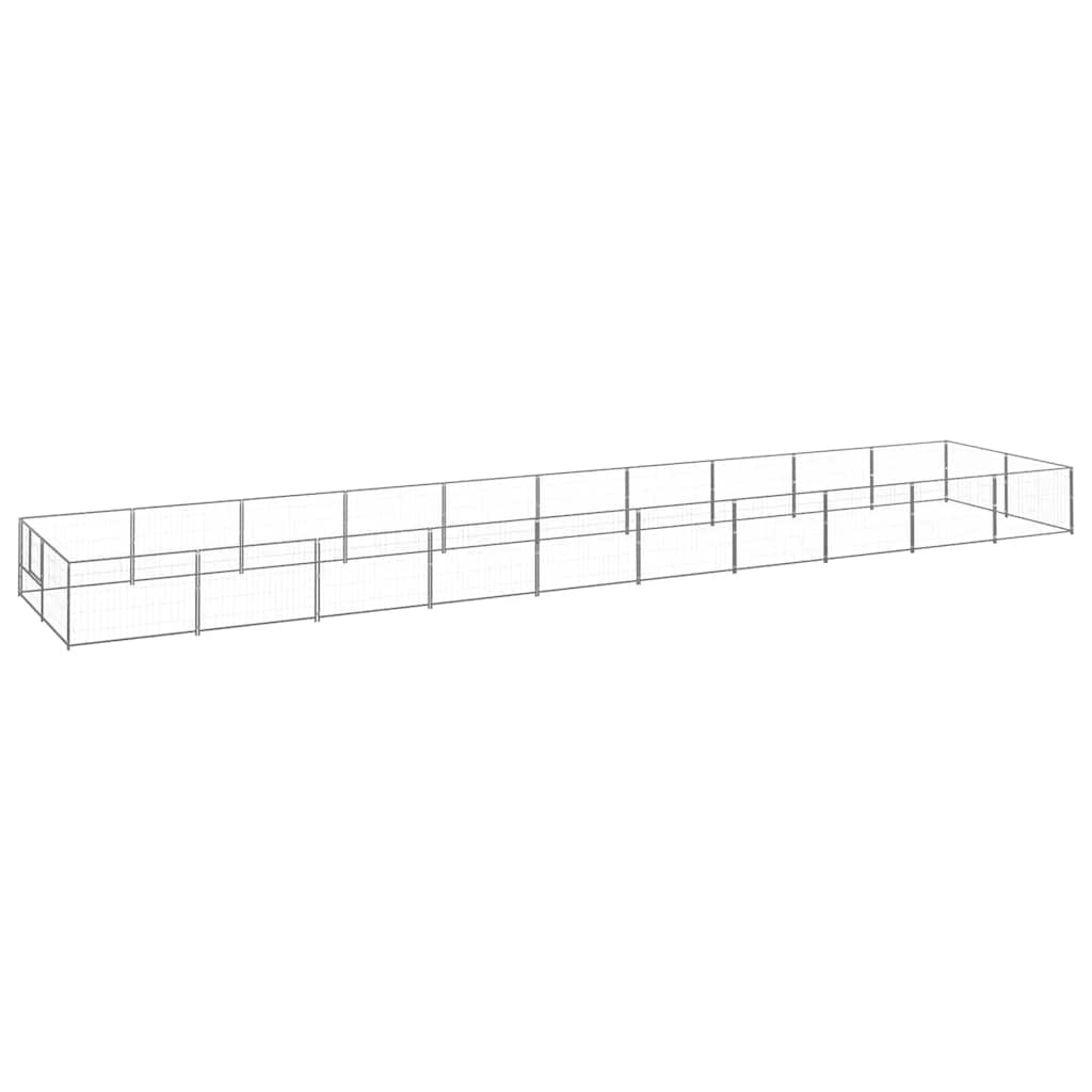 Hondenkennel 20 m² staal zilverkleurig is nu te koop bij PeponiXL, paradijselijk wonen!