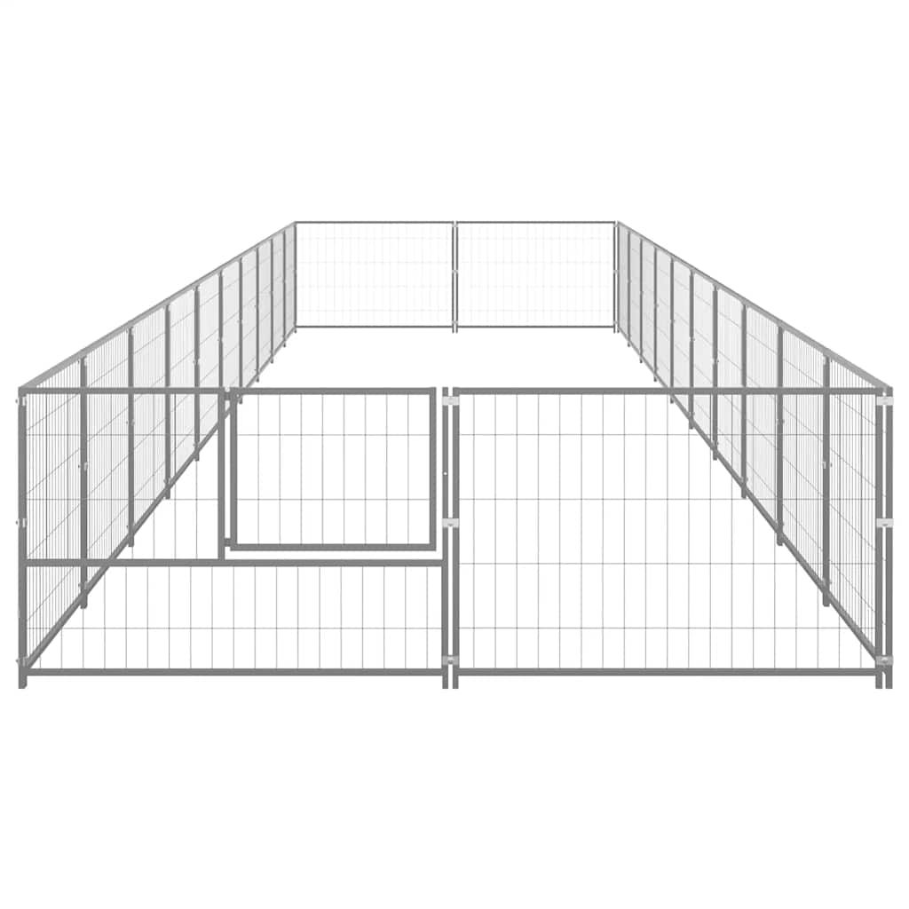 Hondenkennel 20 m² staal zilverkleurig is nu te koop bij PeponiXL, paradijselijk wonen!