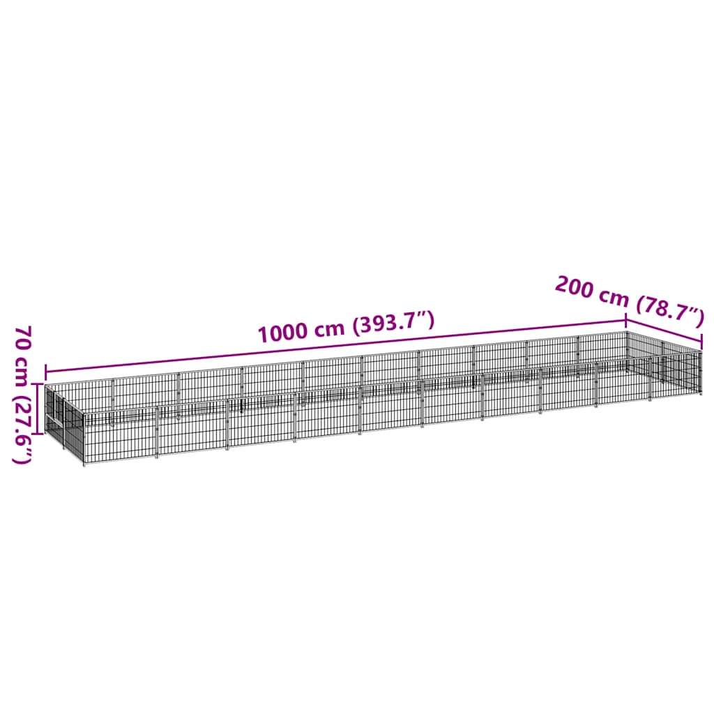 Hondenkennel 20 m² staal zilverkleurig is nu te koop bij PeponiXL, paradijselijk wonen!