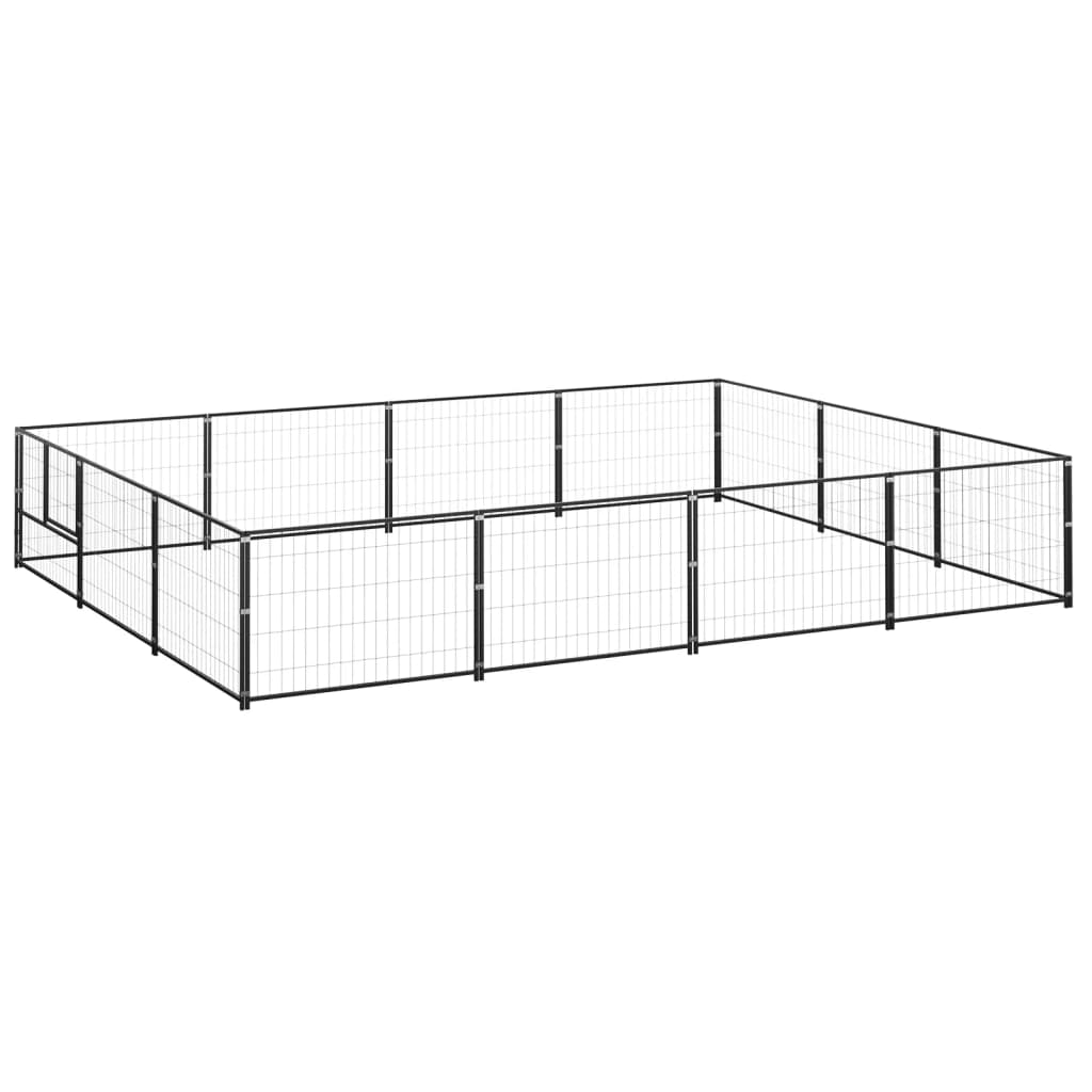 Hondenkennel 12 m² staal zwart is nu te koop bij PeponiXL, paradijselijk wonen!