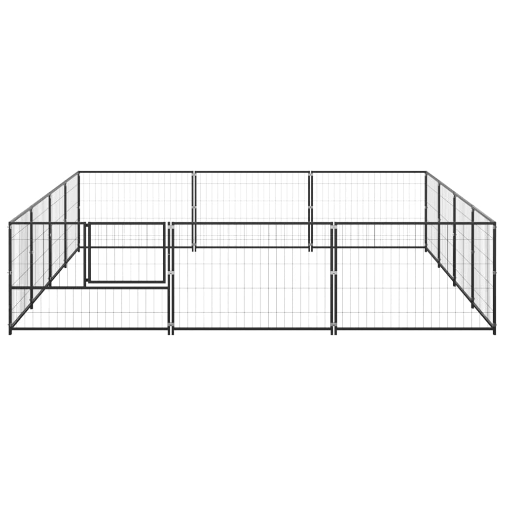 Hondenkennel 12 m² staal zwart is nu te koop bij PeponiXL, paradijselijk wonen!