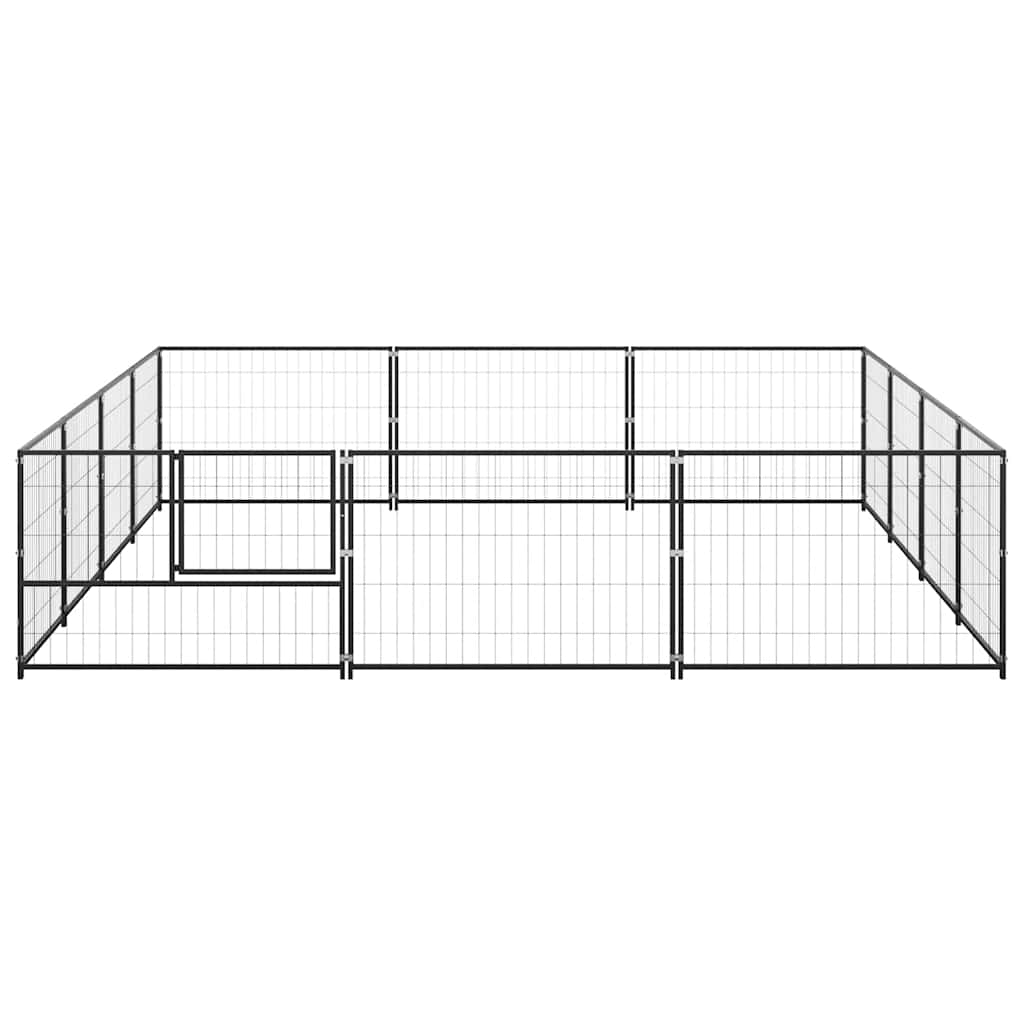 Hondenkennel 12 m² staal zwart is nu te koop bij PeponiXL, paradijselijk wonen!