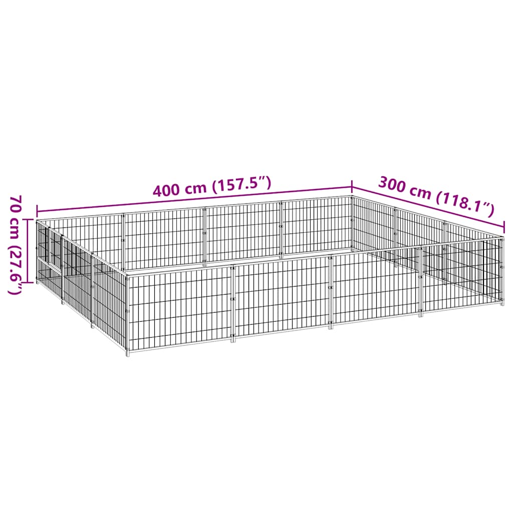 Hondenkennel 12 m² staal zwart is nu te koop bij PeponiXL, paradijselijk wonen!
