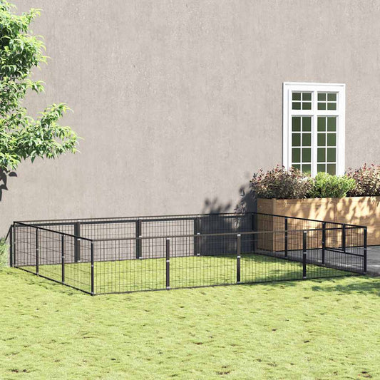 Hondenkennel 12 m² staal zwart is nu te koop bij PeponiXL, paradijselijk wonen!