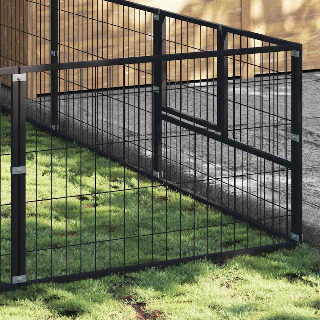 Hondenkennel 18 m² staal zwart is nu te koop bij PeponiXL, paradijselijk wonen!