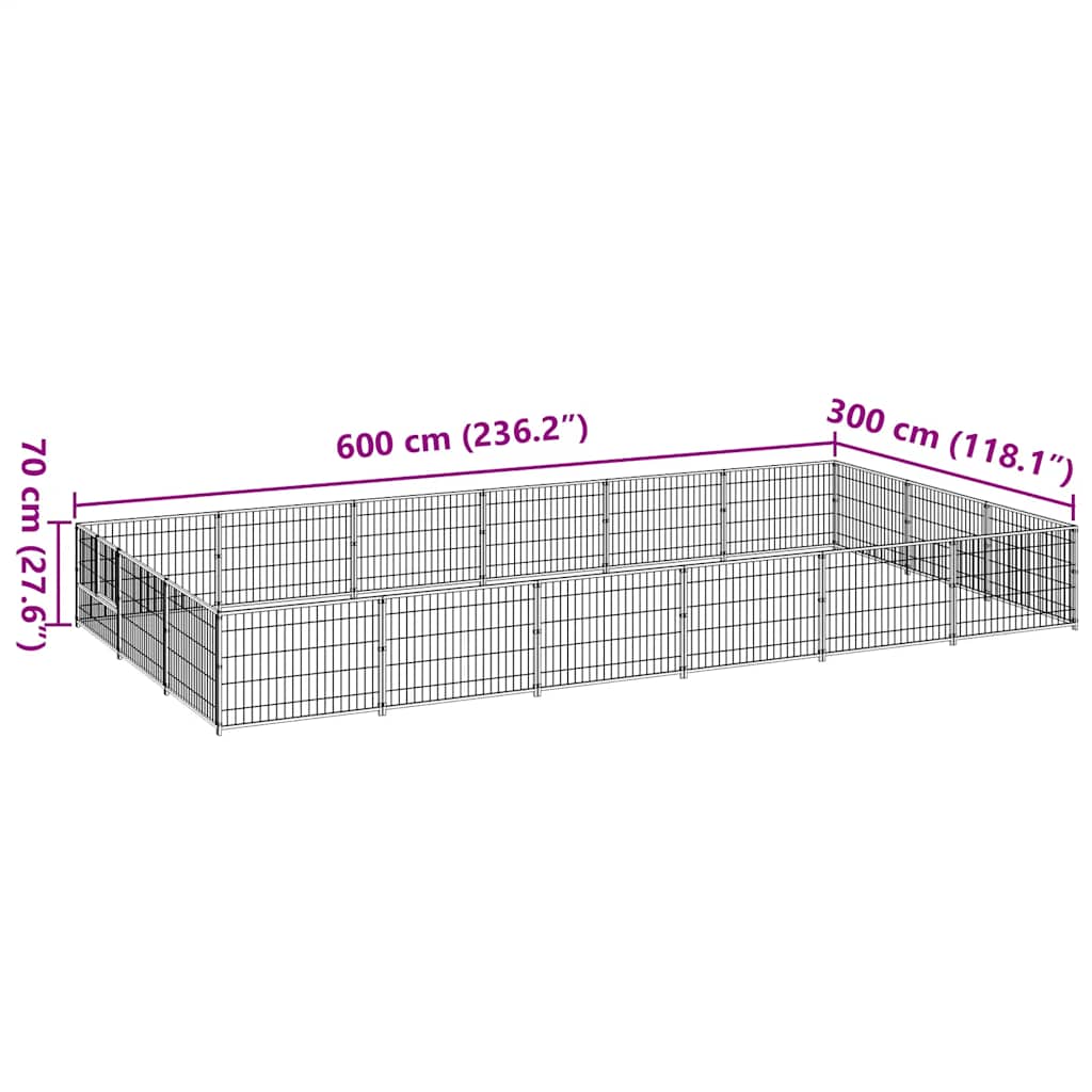 Hondenkennel 18 m² staal zwart is nu te koop bij PeponiXL, paradijselijk wonen!