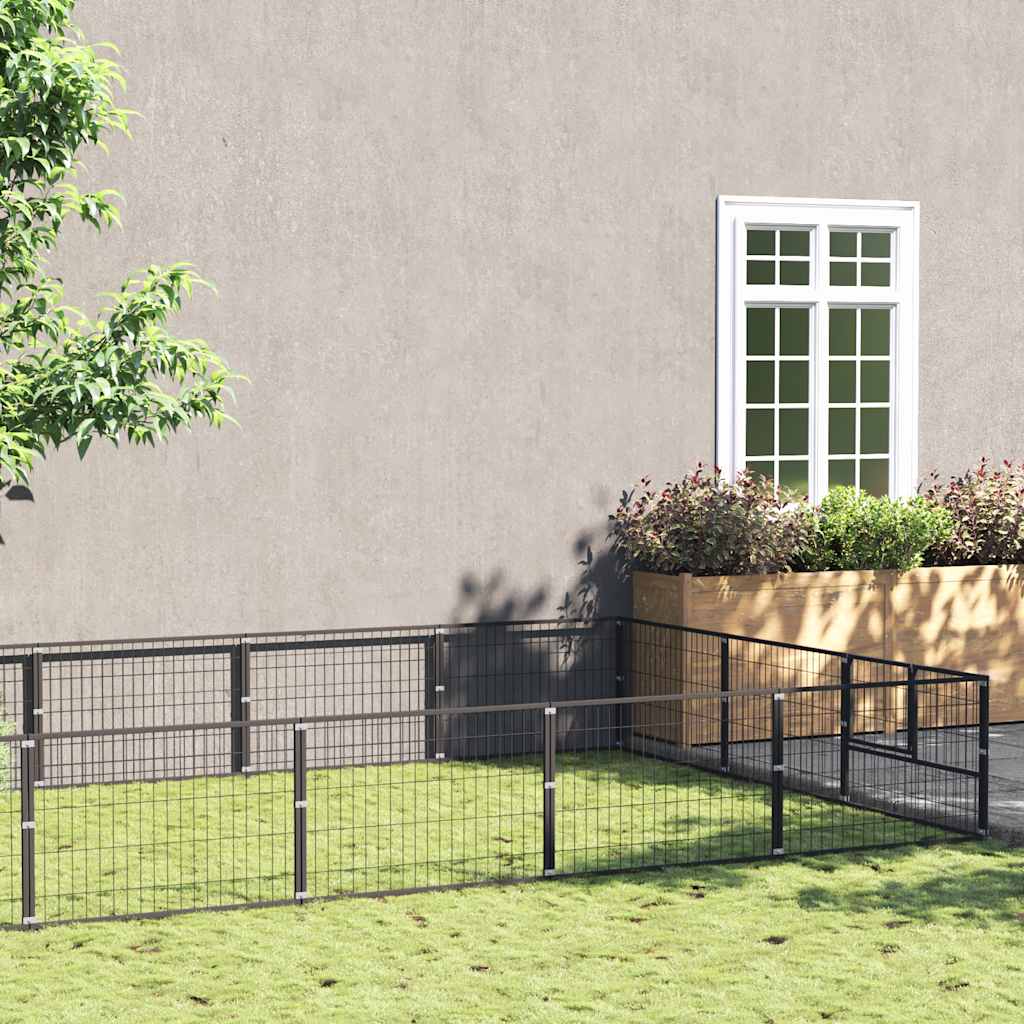 Hondenkennel 18 m² staal zwart is nu te koop bij PeponiXL, paradijselijk wonen!