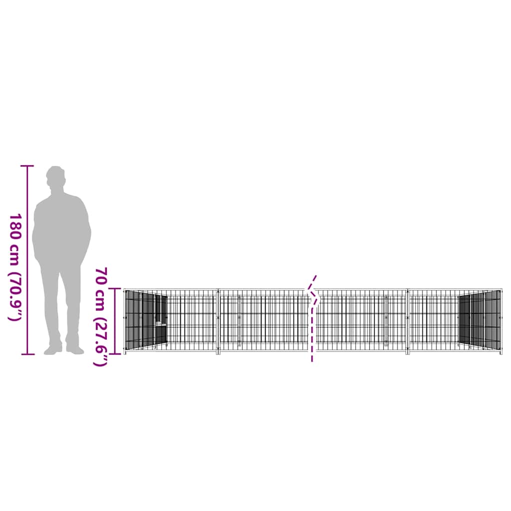 Hondenkennel 21 m² staal zwart is nu te koop bij PeponiXL, paradijselijk wonen!