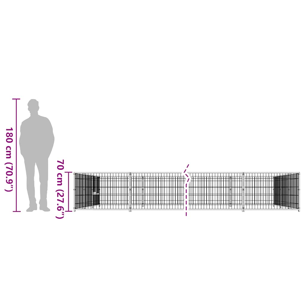 Hondenkennel 27 m² staal zwart is nu te koop bij PeponiXL, paradijselijk wonen!