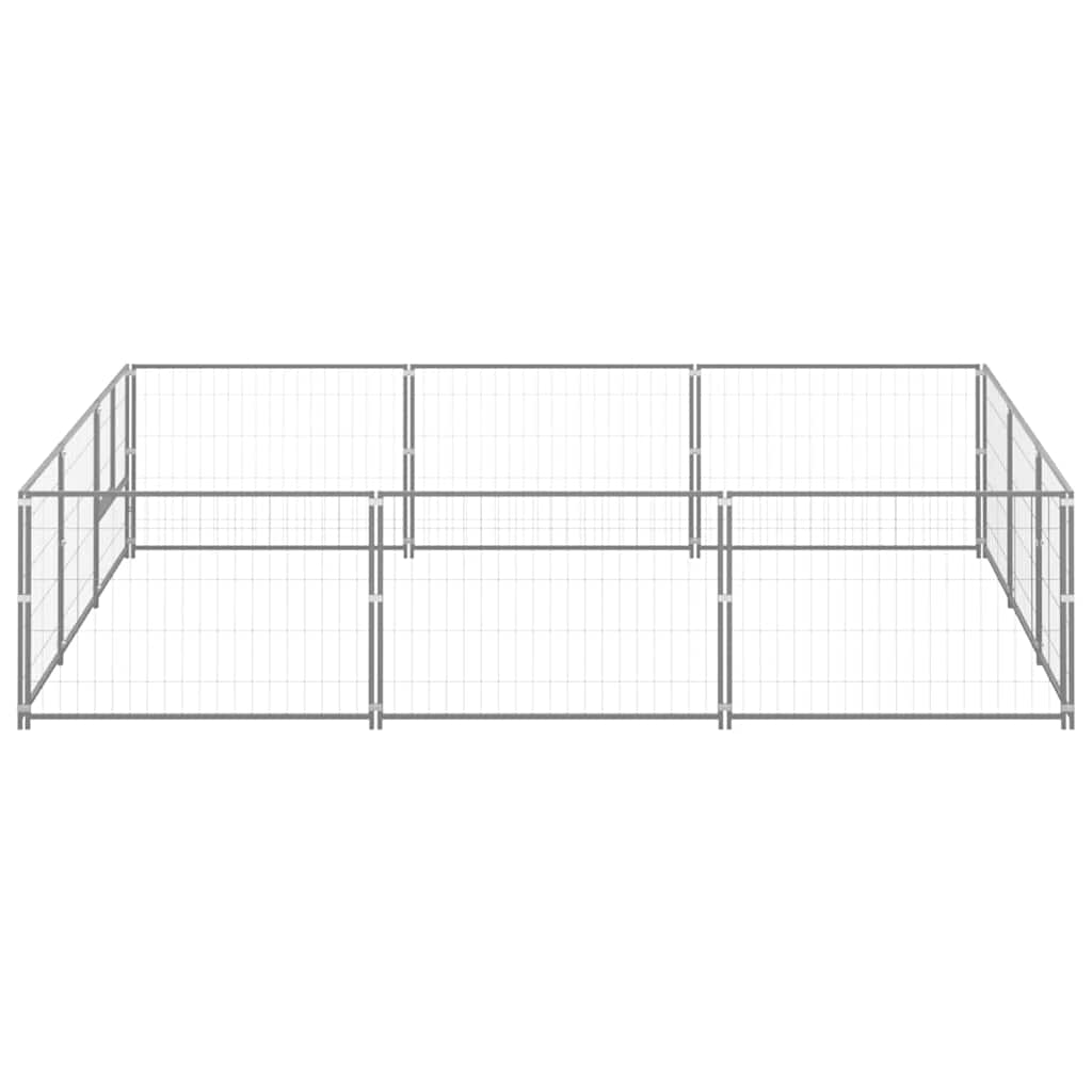 Hondenkennel 9 m² staal zilverkleurig is nu te koop bij PeponiXL, paradijselijk wonen!