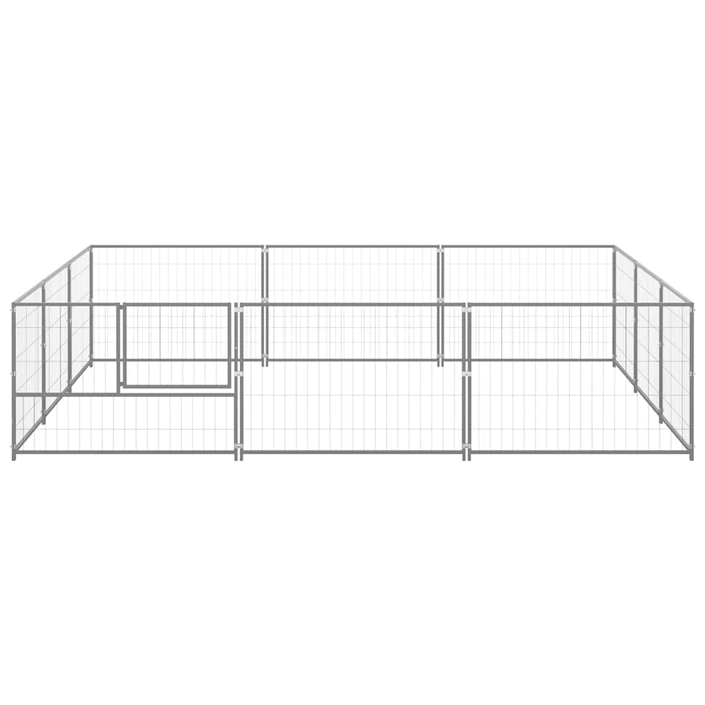 Hondenkennel 9 m² staal zilverkleurig is nu te koop bij PeponiXL, paradijselijk wonen!