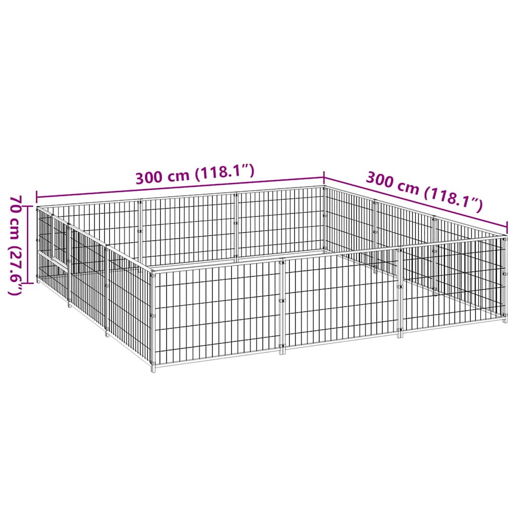 Hondenkennel 9 m² staal zilverkleurig is nu te koop bij PeponiXL, paradijselijk wonen!