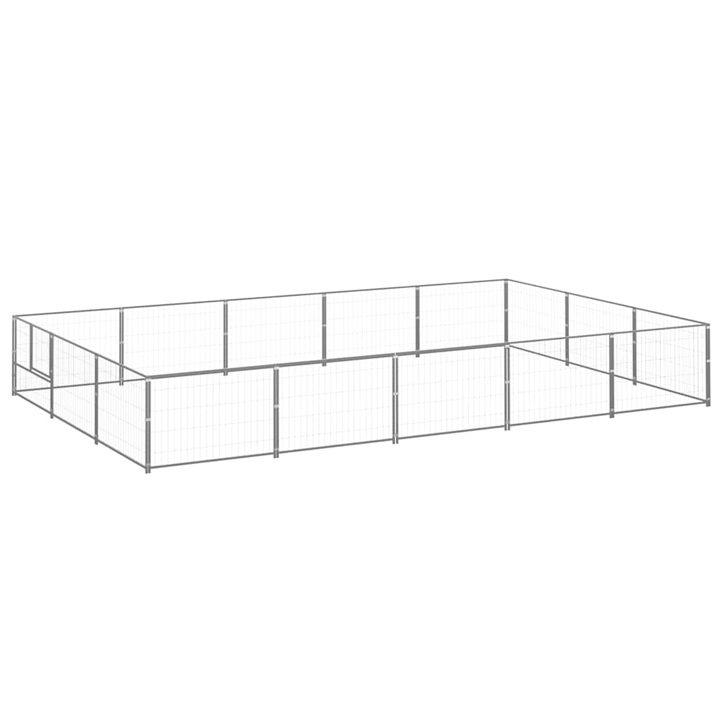 Hondenkennel 15 m² staal zilverkleurig is nu te koop bij PeponiXL, paradijselijk wonen!