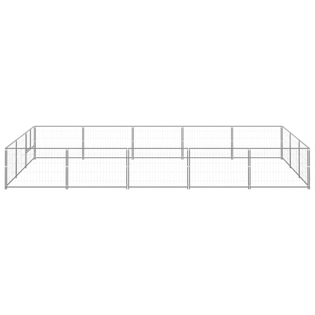 Hondenkennel 15 m² staal zilverkleurig is nu te koop bij PeponiXL, paradijselijk wonen!