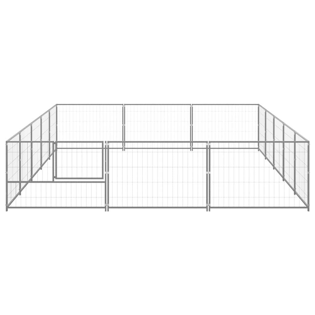 Hondenkennel 15 m² staal zilverkleurig is nu te koop bij PeponiXL, paradijselijk wonen!