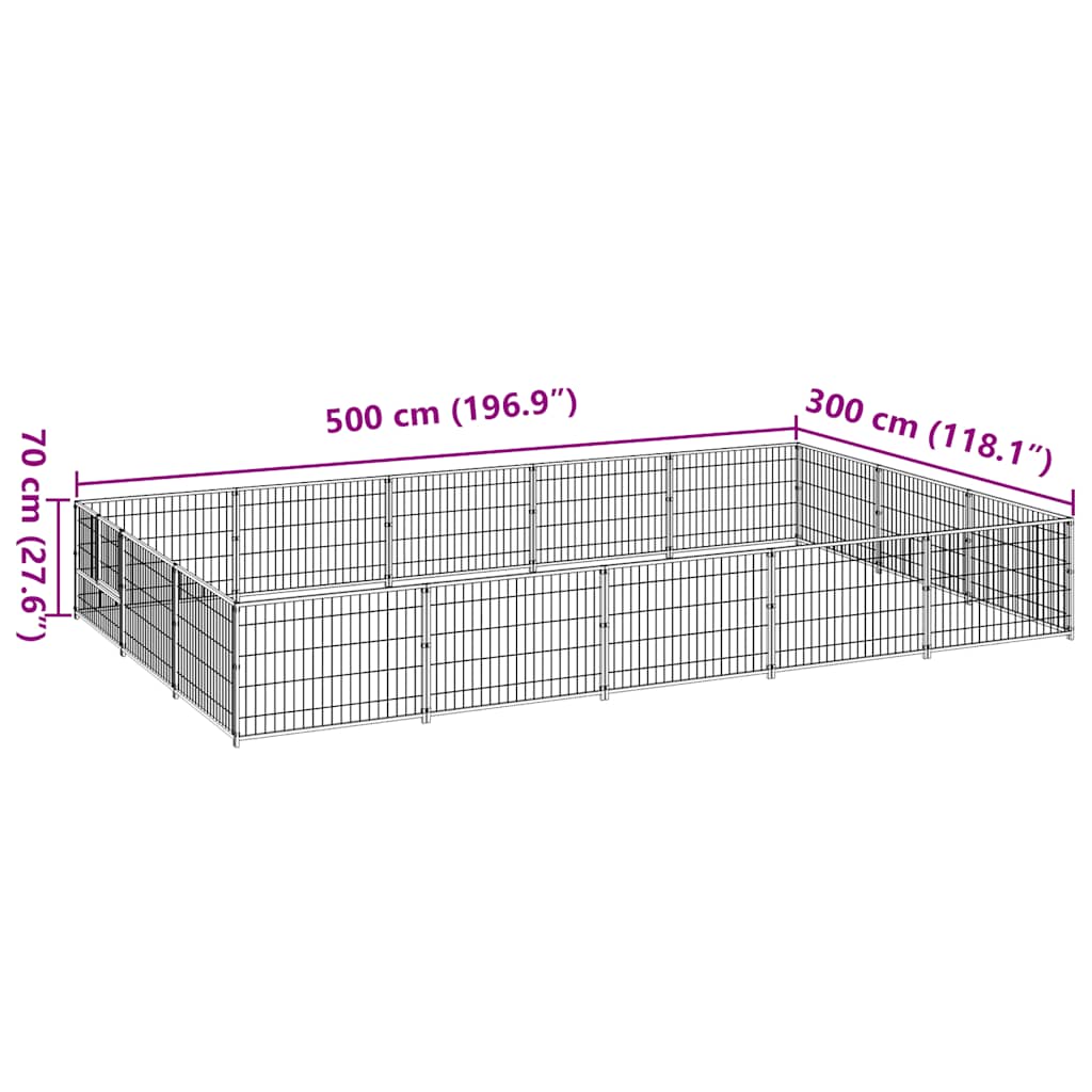 Hondenkennel 15 m² staal zilverkleurig is nu te koop bij PeponiXL, paradijselijk wonen!