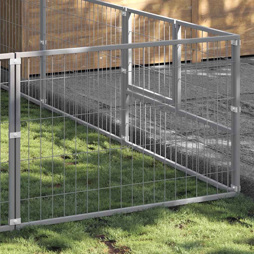Hondenkennel 21 m² staal zilverkleurig is nu te koop bij PeponiXL, paradijselijk wonen!