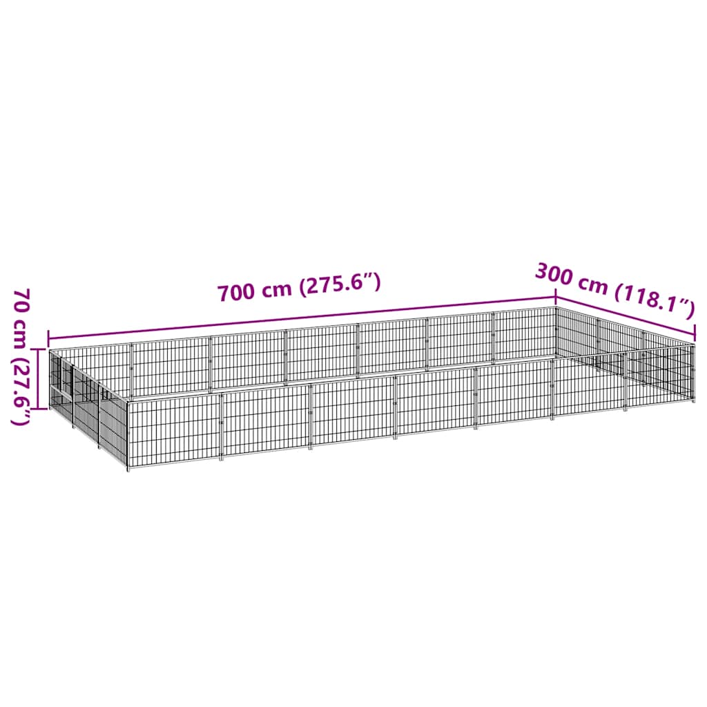 Hondenkennel 21 m² staal zilverkleurig is nu te koop bij PeponiXL, paradijselijk wonen!