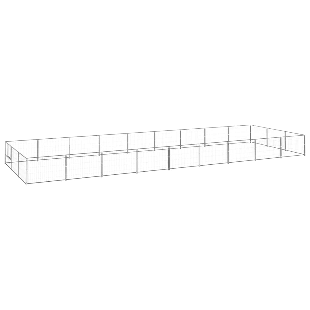 Hondenkennel 27 m² staal zilverkleurig is nu te koop bij PeponiXL, paradijselijk wonen!